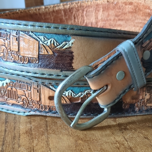 Brazos Joe Belt CO Trucker Rustic Leather Belt 41-44" 58774 Unique Gift - Picture 1 of 10